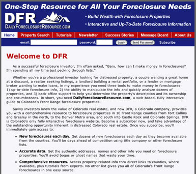 Home page for Daily Foreclosure Resource