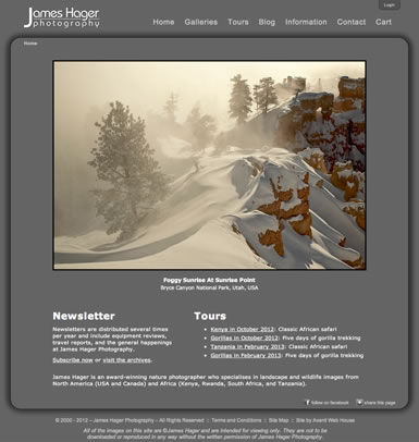 Home page for James Hager Photography